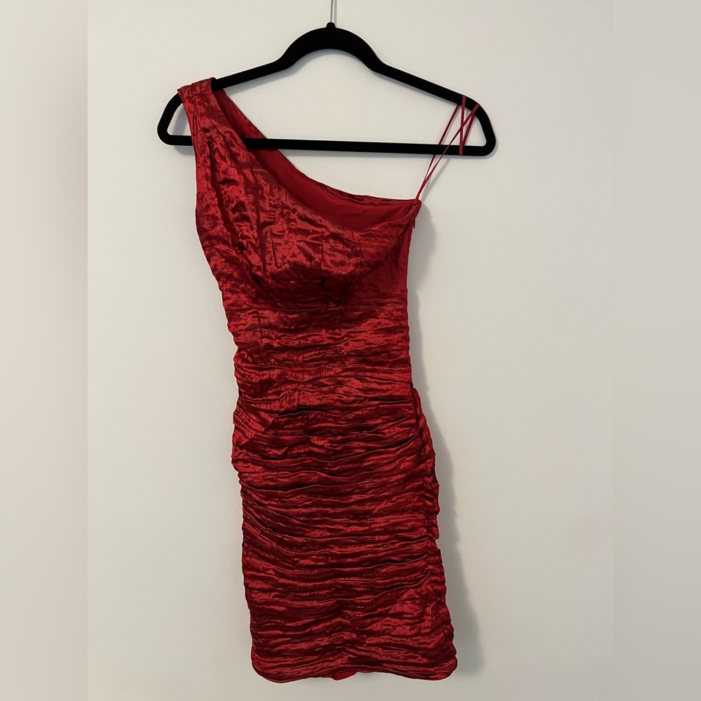 Nicole Miller One Shoulder Little Red Dress